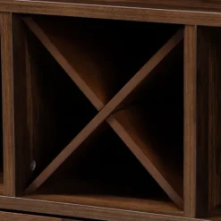 Kirkland's Home Walnut Brown Open Shelf Wine Cabinet- Cabinets & Sideboards
