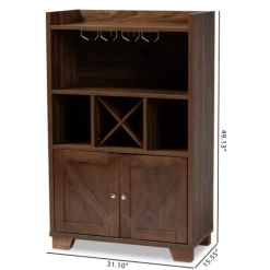 Kirkland's Home Walnut Brown Open Shelf Wine Cabinet- Cabinets & Sideboards