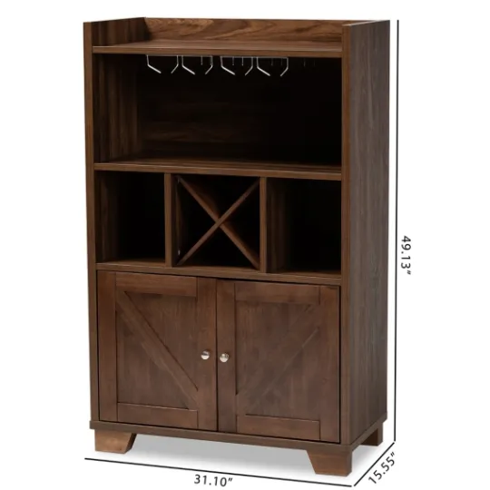 Kirkland's Home Walnut Brown Open Shelf Wine Cabinet- Cabinets & Sideboards