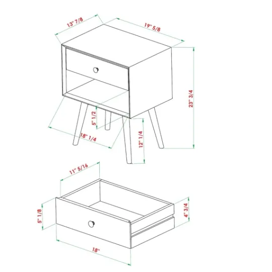Kirkland's Home Walnut 1-Drawer Mid Century Nightstand- Nightstands