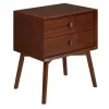 Kirkland's Home Walnut 2-Drawer Mid-Century Modern Nightstand- Nightstands