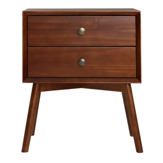 Kirkland's Home Walnut 2-Drawer Mid-Century Modern Nightstand- Nightstands