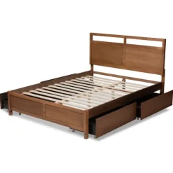 Kirkland's Home Walnut 4-Drawer Queen Bed Frame With Headboard- Beds & Headboards
