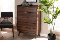 Kirkland's Home Walnut 5-Drawer Wood Chest- Dressers & Chests