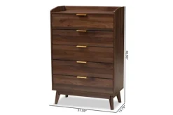 Kirkland's Home Walnut 5-Drawer Wood Chest- Dressers & Chests