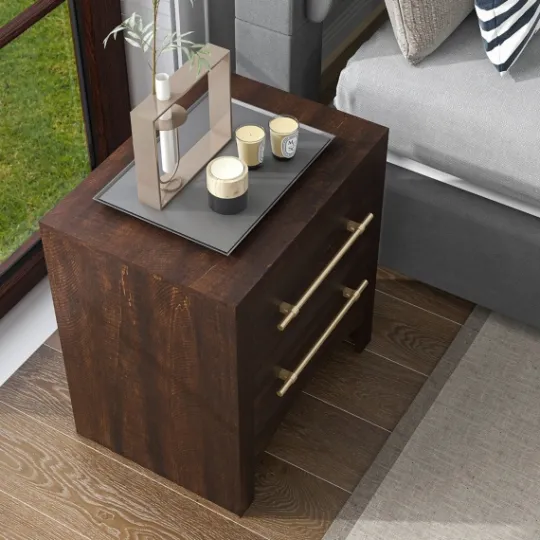 Kirkland's Home Walnut 2-Drawer Wood Nightstand- Nightstands
