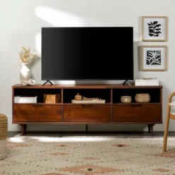 Kirkland's Home Walnut 3-Drawer Wood Tv Stand- Tv Stands & Media Consoles
