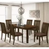 Kirkland's Home Walnut Finish Chevron Inlay Dining Table- Dining Tables