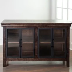 Kirkland's Home Walnut Henry Cabinet With Glass Doors- Cabinets & Sideboards