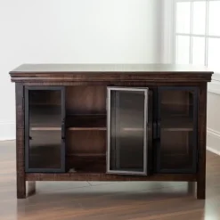 Kirkland's Home Walnut Henry Cabinet With Glass Doors- Cabinets & Sideboards