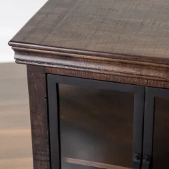 Kirkland's Home Walnut Henry Cabinet With Glass Doors- Cabinets & Sideboards
