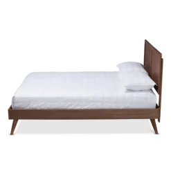 Kirkland's Home Walnut Inset Paneling Platform King Bed- Beds & Headboards