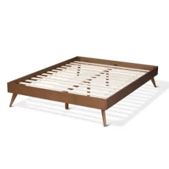 Kirkland's Home Walnut Low Angled Leg King Bed Frame- Beds & Headboards
