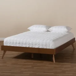 Kirkland's Home Walnut Low Angled Leg King Bed Frame- Beds & Headboards