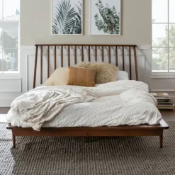 Kirkland's Home Walnut Mid-Century Modern Queen Bed Frame- Beds & Headboards