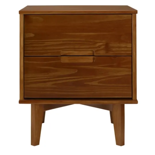 Kirkland's Home Walnut Mid-Century Modern 2-Drawer Nightstand- Nightstands