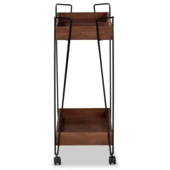Kirkland's Home Walnut Paulownia 2-Tier Tray Bar Cart- Kitchen Islands & Bar Carts