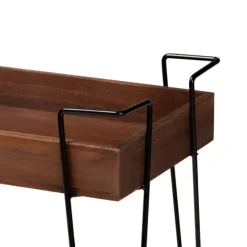 Kirkland's Home Walnut Paulownia 2-Tier Tray Bar Cart- Kitchen Islands & Bar Carts