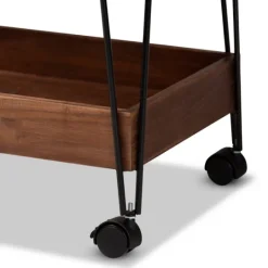 Kirkland's Home Walnut Paulownia 2-Tier Tray Bar Cart- Kitchen Islands & Bar Carts