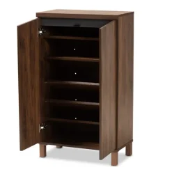 Kirkland's Home Walnut Slim Shoe Storage Cabinet- Entryway Furniture