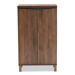 Kirkland's Home Walnut Slim Shoe Storage Cabinet- Entryway Furniture