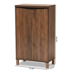 Kirkland's Home Walnut Slim Shoe Storage Cabinet- Entryway Furniture