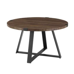 Kirkland's Home Walnut Urban Rustic Round Coffee Table- Coffee Tables