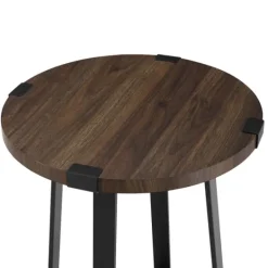 Kirkland's Home Walnut Urban Rustic Round Accent Table- Accent & End Tables