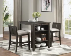 Kirkland's Home Walnut Usb Counter Table And Stools, Set Of 3- Dining Sets