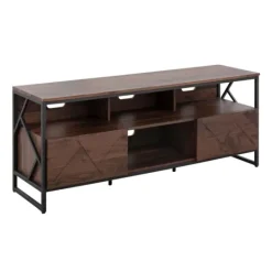 Kirkland's Home Walnut Wood And Black Steel Media Stand- Tv Stands & Media Consoles