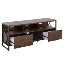 Kirkland's Home Walnut Wood And Black Steel Media Stand- Tv Stands & Media Consoles