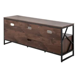 Kirkland's Home Walnut Wood And Black Steel Media Stand- Tv Stands & Media Consoles