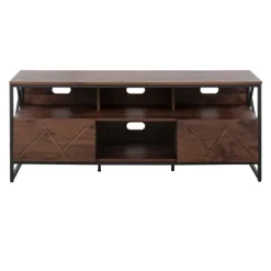 Kirkland's Home Walnut Wood And Black Steel Media Stand- Tv Stands & Media Consoles