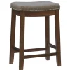 Kirkland's Home Walnut Wood Counter Stool With Cushion- Bar Stools & Counter Height Stools