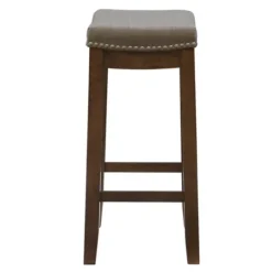 Kirkland's Home Walnut Wood Counter Stool With Cushion- Bar Stools & Counter Height Stools