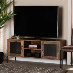 Kirkland's Home Walnut Wood 2-Door Tv Stand- Tv Stands & Media Consoles