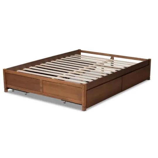 Kirkland's Home Walnut Wood 4-Drawer Full Platform Bed- Beds & Headboards