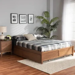 Kirkland's Home Walnut Wood 4-Drawer Full Platform Bed- Beds & Headboards