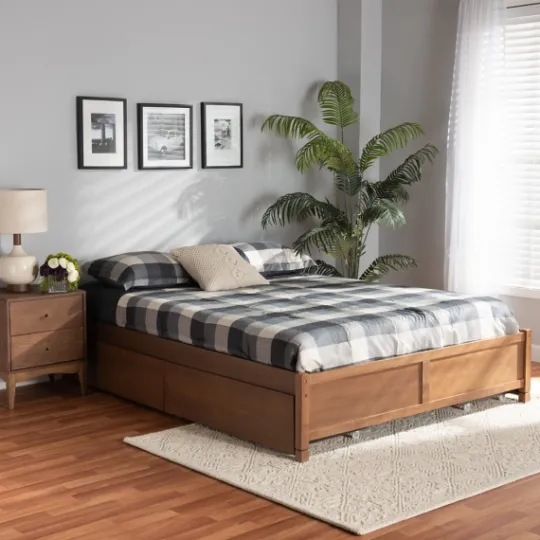 Kirkland's Home Walnut Wood 4-Drawer Full Platform Bed- Beds & Headboards