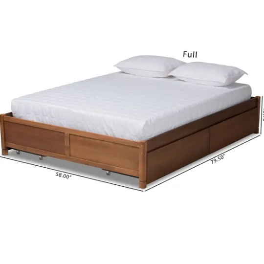 Kirkland's Home Walnut Wood 4-Drawer Full Platform Bed- Beds & Headboards