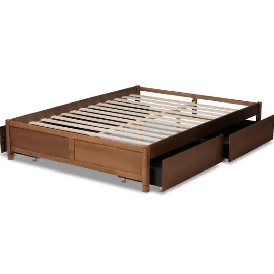 Kirkland's Home Walnut Wood 4-Drawer King Platform Bed- Beds & Headboards