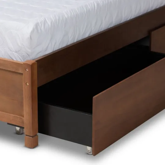 Kirkland's Home Walnut Wood 4-Drawer King Platform Bed- Beds & Headboards