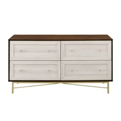 Kirkland's Home Walnut Wood Faced Gold Base Dresser- Dressers & Chests