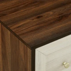 Kirkland's Home Walnut Wood Faced Gold Base Dresser- Dressers & Chests