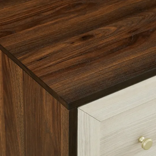 Kirkland's Home Walnut Wood Faced Gold Base Dresser- Dressers & Chests