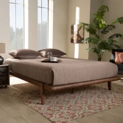 Kirkland's Home Walnut Wood Full Platform Bed- Beds & Headboards