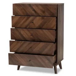 Kirkland's Home Walnut Wood Grain 5-Drawer Chest- Cabinets & Sideboards