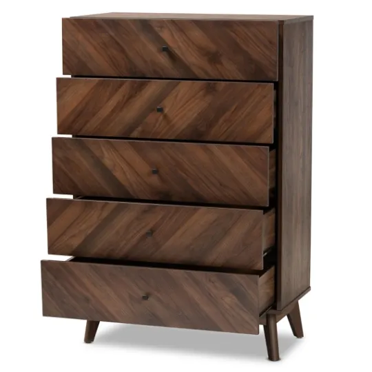 Kirkland's Home Walnut Wood Grain 5-Drawer Chest- Cabinets & Sideboards