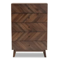 Kirkland's Home Walnut Wood Grain 5-Drawer Chest- Cabinets & Sideboards