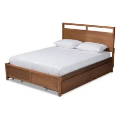 Kirkland's Home Walnut Wood Headboard 4-Drawer Full Platform Bed- Beds & Headboards